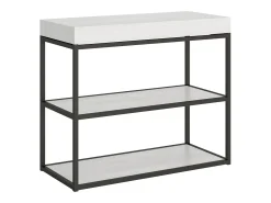 Mesa consola extensível 90x40/300 cm Plano Cinza Branca quadro Antracite