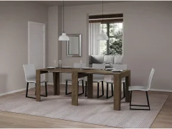 Mesa consola extensível 90x25/211 cm Anea Nogueira extensões internas