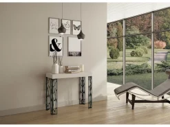 Mesa consola extensível 90x40/300 cm Ghibli Cinza Branca quadro Antracite