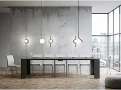 Mesa consola extensível 90x42/302 cm Emy Antracite Espatulado