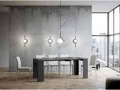 Mesa consola extensível 90x42/302 cm Emy Antracite Espatulado