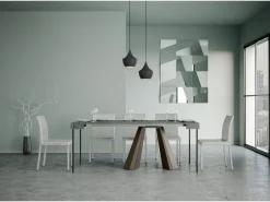 Mesa consola extensível 90x40/300 cm Diamante Cimento quadro Urso