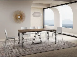 Mesa consola extensível 90x40/196 cm Kerpa Small nogueira quadro antracite