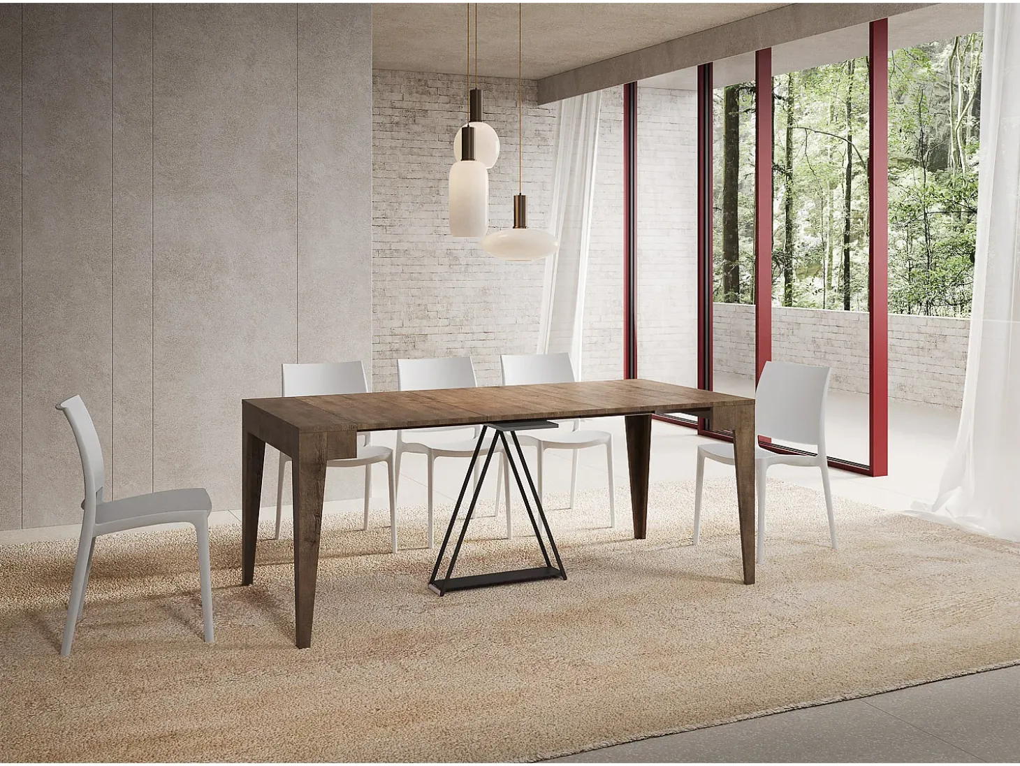 Mesa consola extensível 90x42/302 cm Zima nogueira