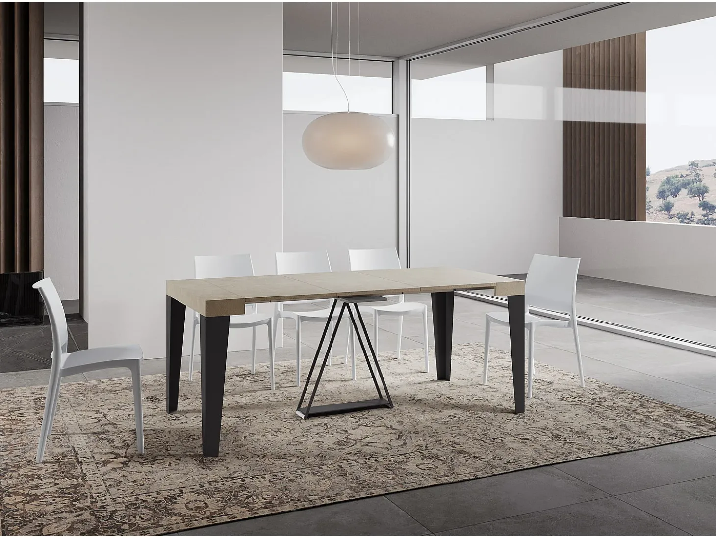 Mesa consola extensível 90x40/300 cm Algo caxemira quadro antracite