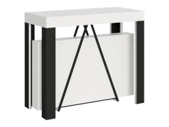 Mesa consola extensível 90x40/300 cm Tarax cinza branca quadro antracite