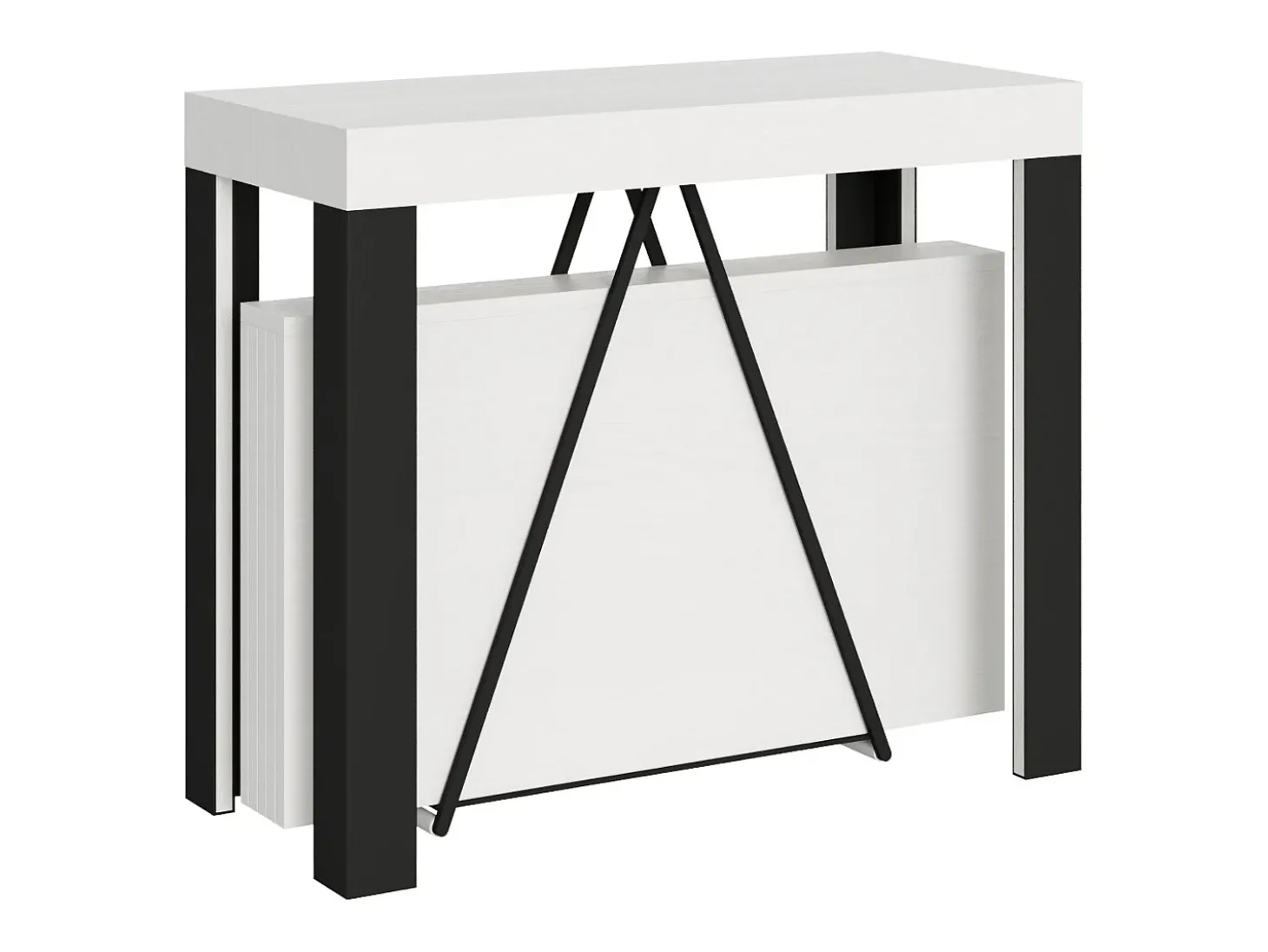 Mesa consola extensível 90x40/300 cm Tarax cinza branca quadro antracite