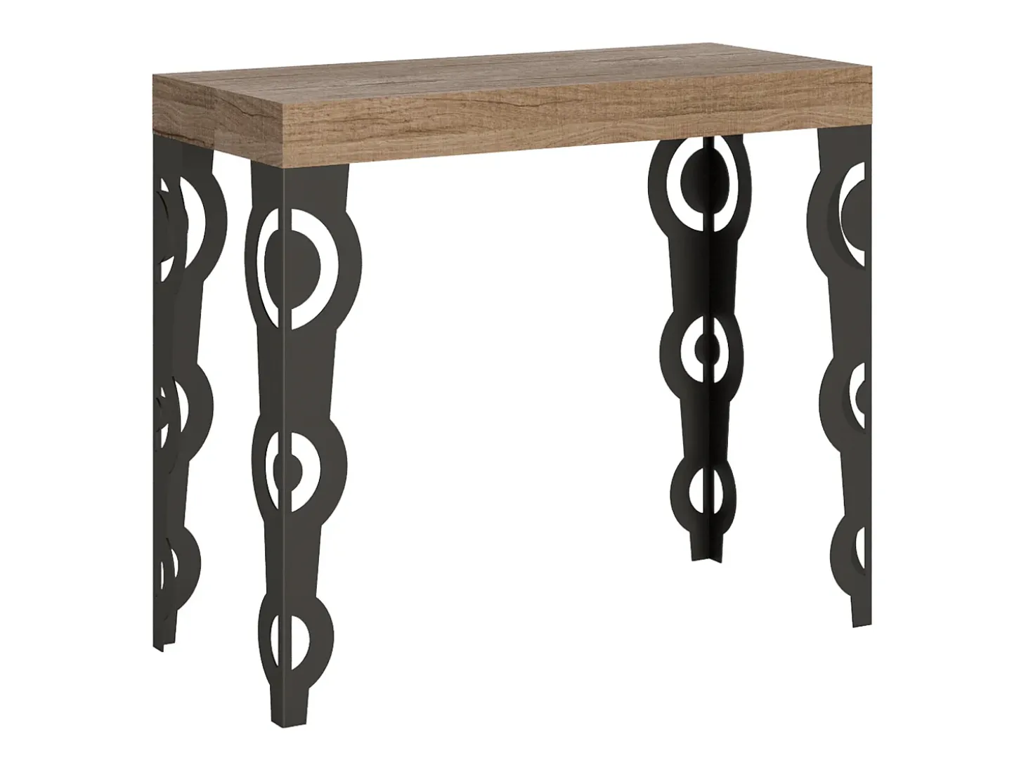 Mesa consola extensível 90x40/196 cm Karamay Small Carvalho Natural quadro Antracite