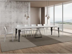 Mesa consola extensível 90x40/300 cm Riza cinza branca quadro antracite