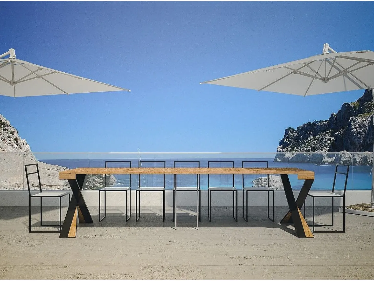 Mesa consola extensível 90x40/290 cm Diago Abeto tingido quadro Antracite