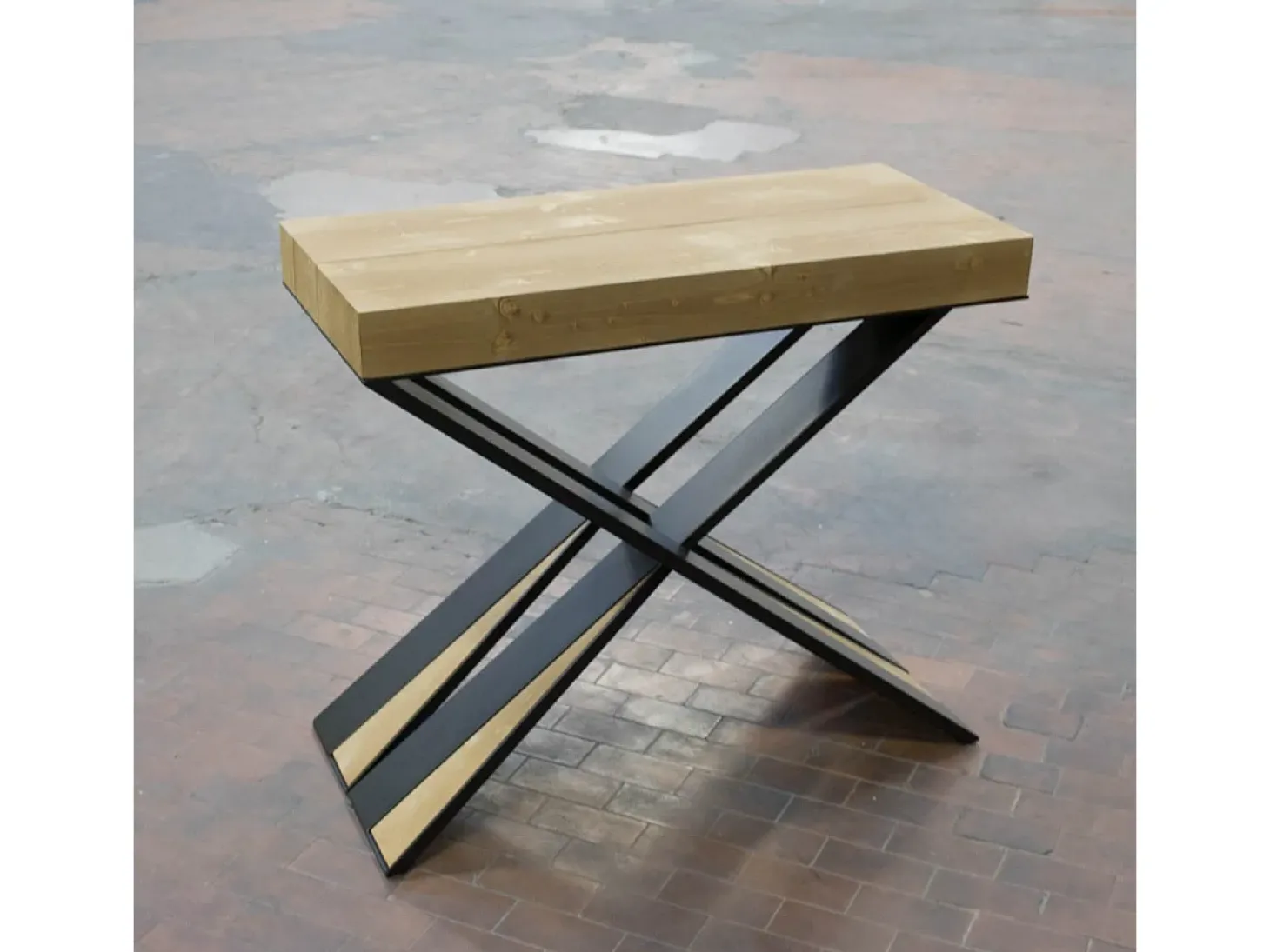 Mesa consola extensível 90x40/290 cm Diago Abeto tingido quadro Antracite