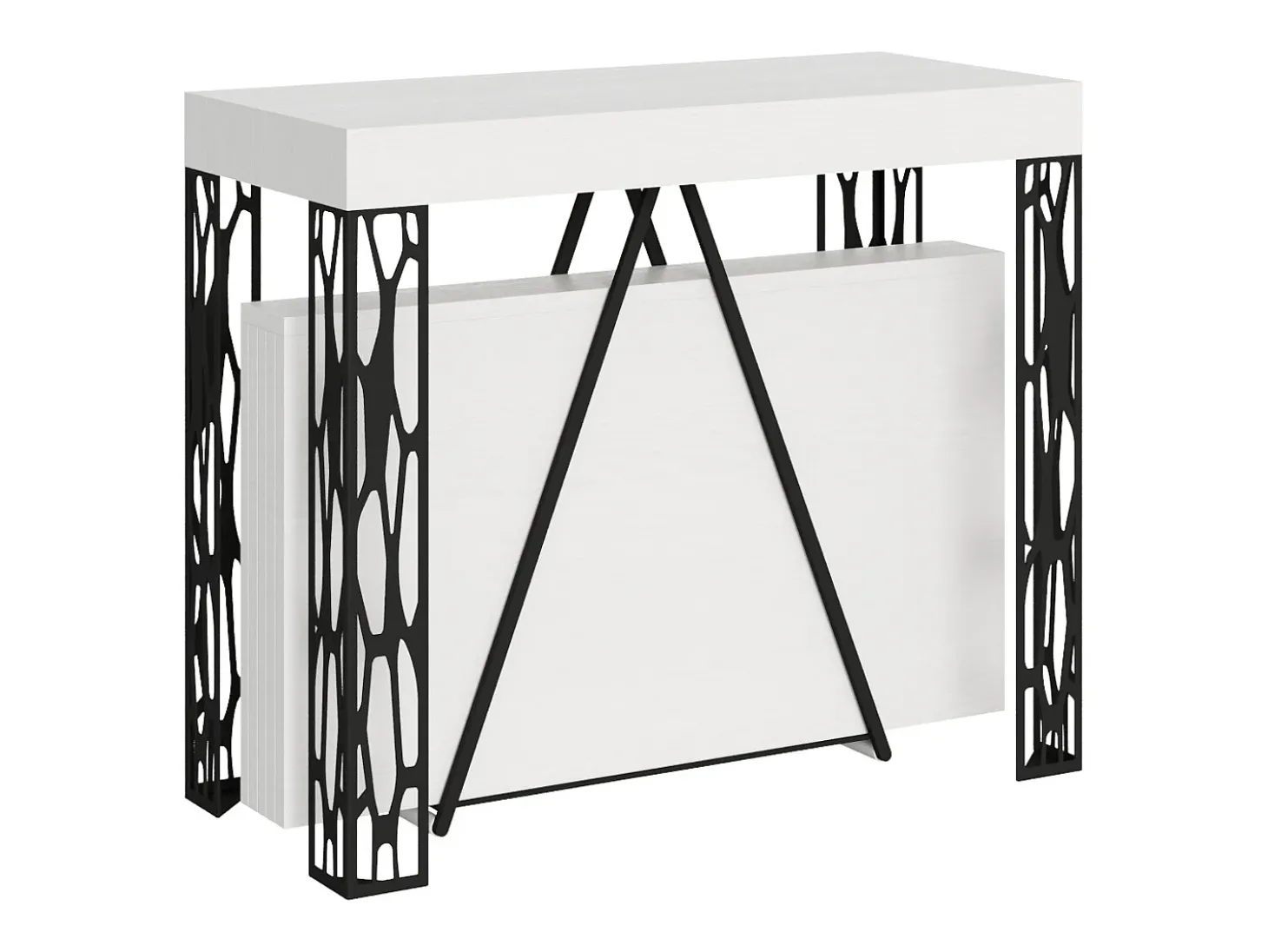 Mesa consola extensível 90x40/196 cm Kerpa Small cinza branca quadro antracite