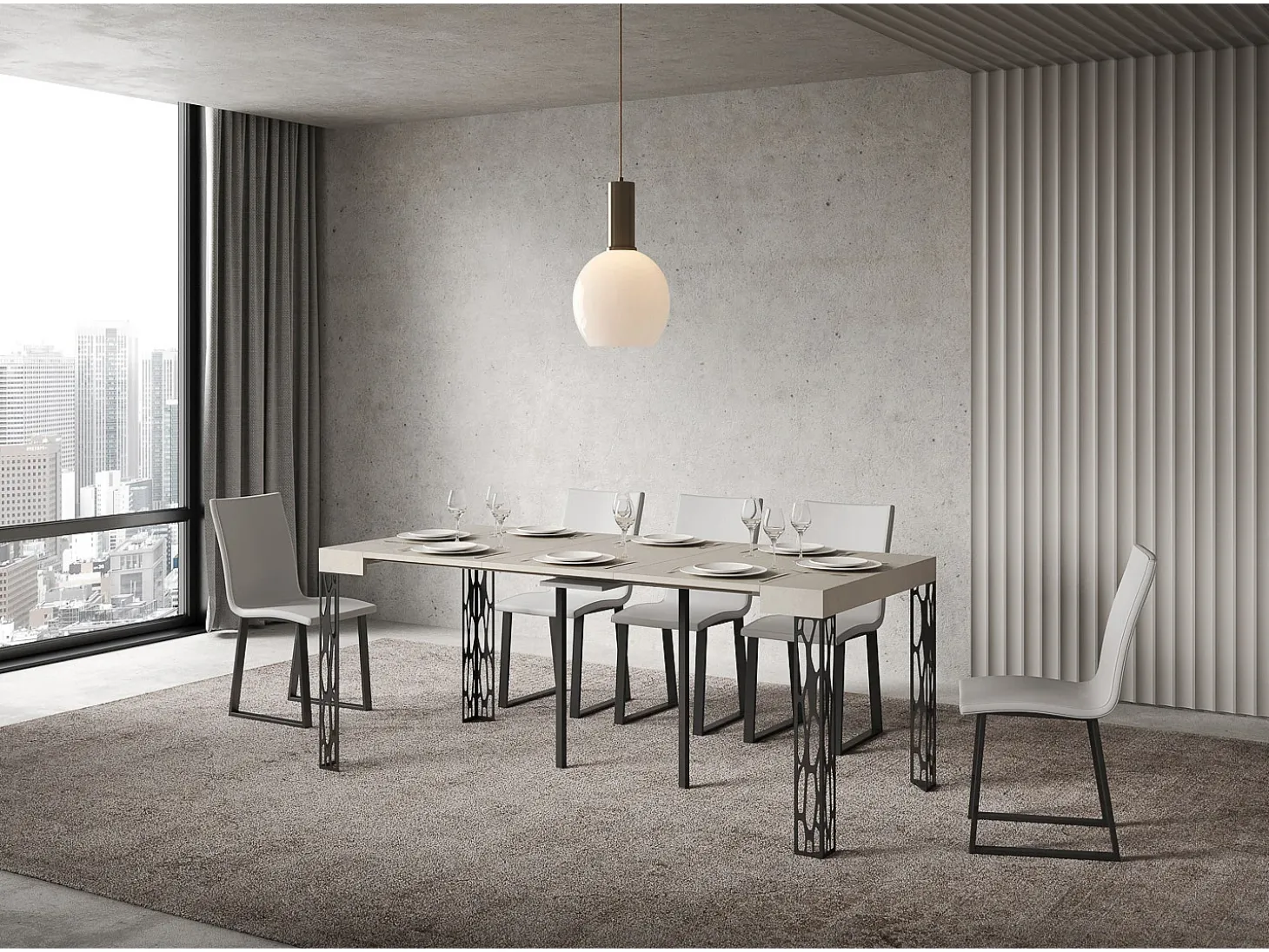 Mesa consola extensível 90x40/300 cm Ghibli Cachemira quadro Antracite