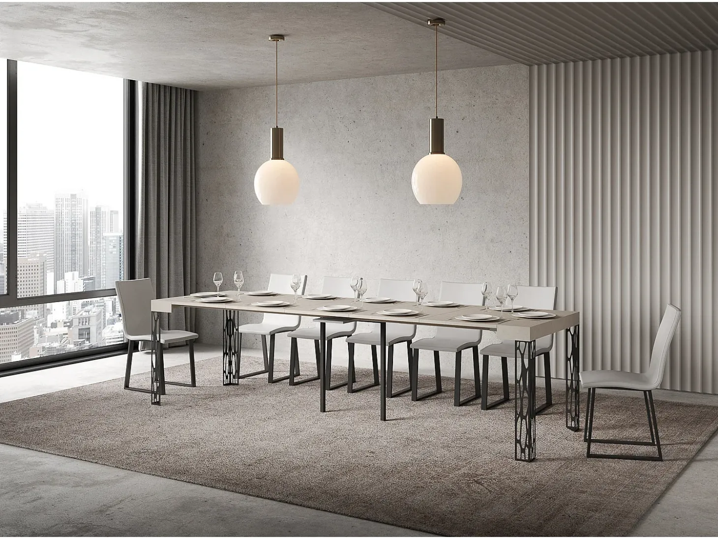 Mesa consola extensível 90x40/300 cm Ghibli Cachemira quadro Antracite
