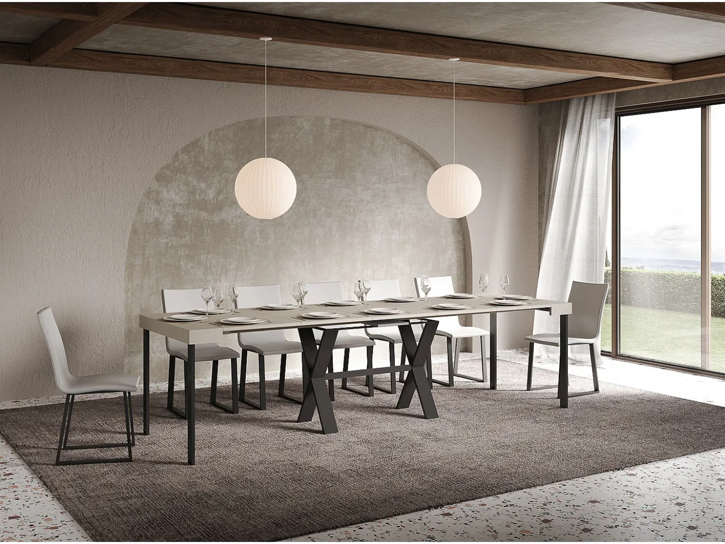 Mesa consola extensível 90x40/300 cm Xenia Cachemira quadro Antracite