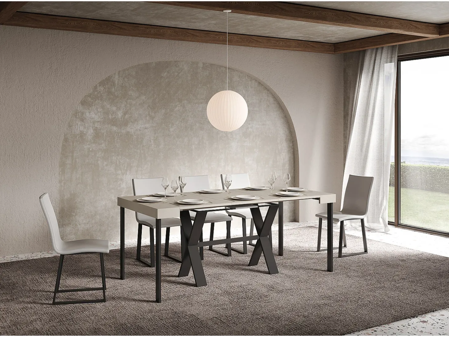 Mesa consola extensível 90x40/300 cm Xenia Cachemira quadro Antracite