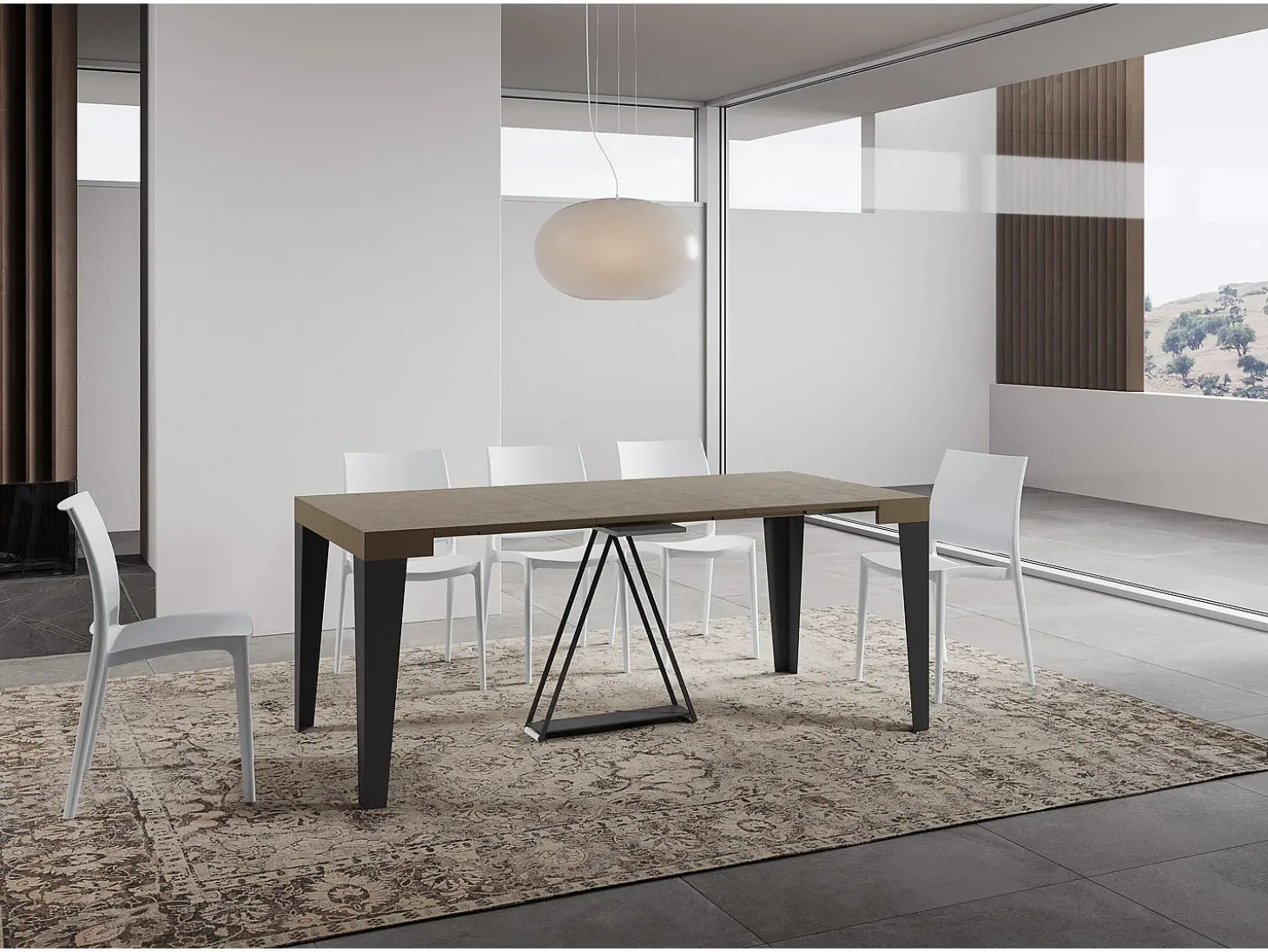 Mesa consola extensível 90x40/300 cm Algo tortora quadro antracite