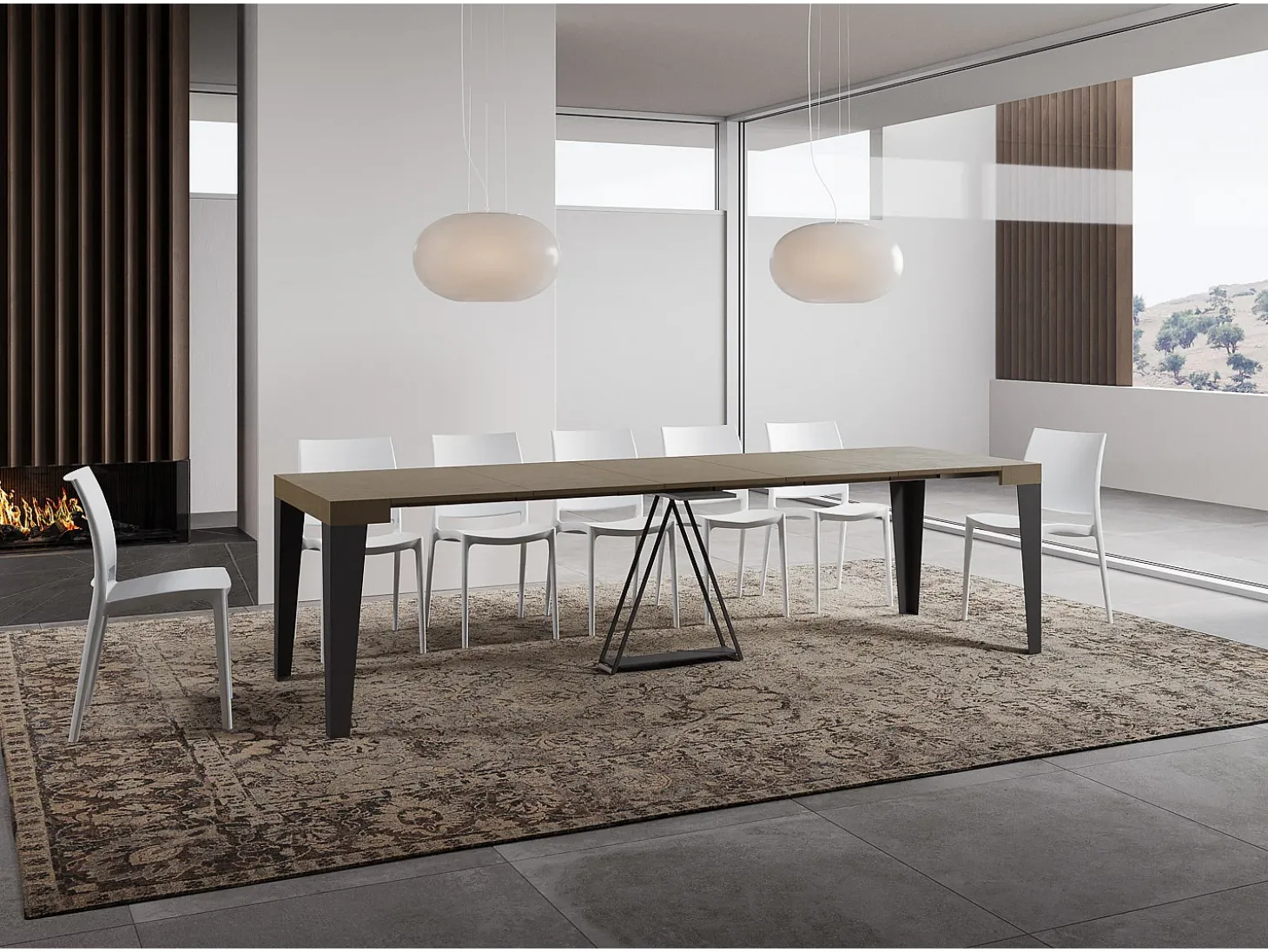 Mesa consola extensível 90x40/300 cm Algo tortora quadro antracite