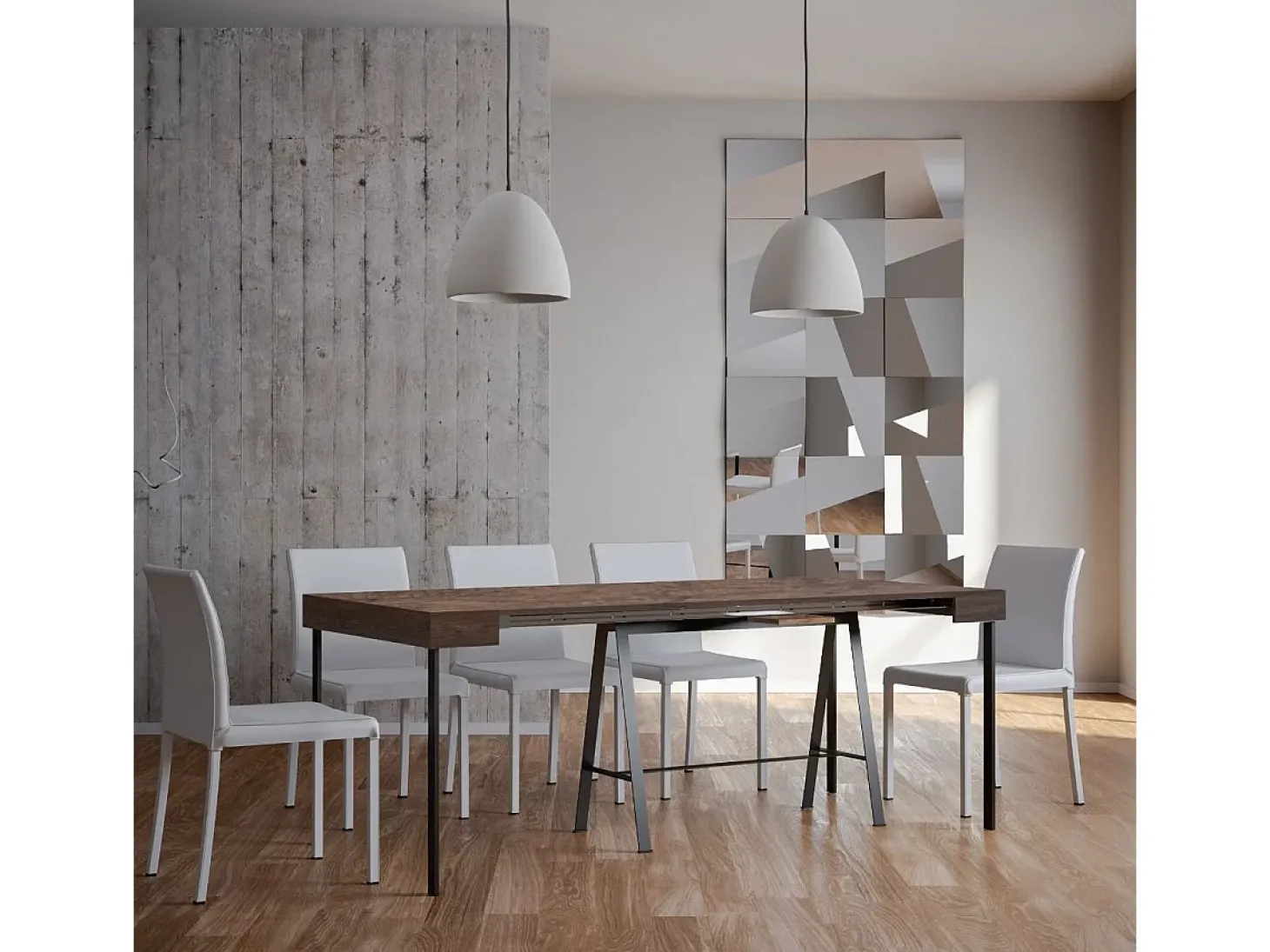 Mesa consola extensível 90x40/300 cm Banco Nogueira quadro Antracite