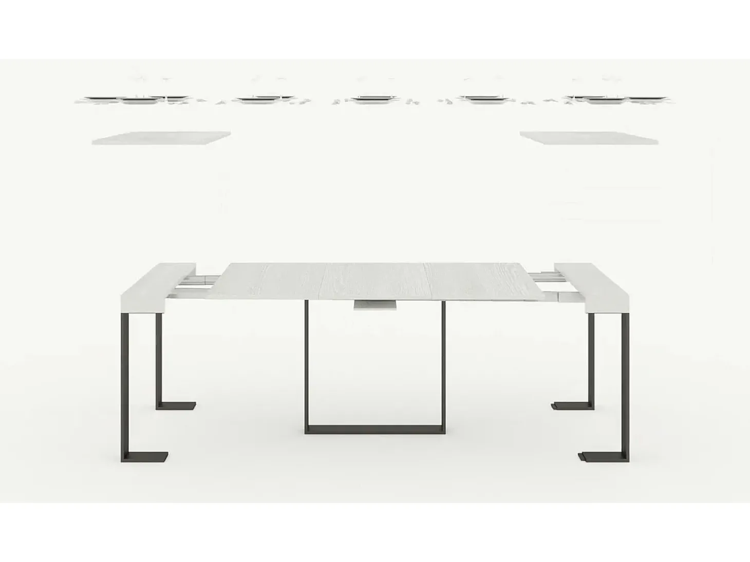 Mesa consola extensível 90x40/196 cm Futura Small Cimento quadro Antracite