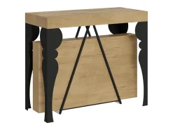 Mesa consola extensível 90x40/300 cm Riza carvalho natural quadro antracite