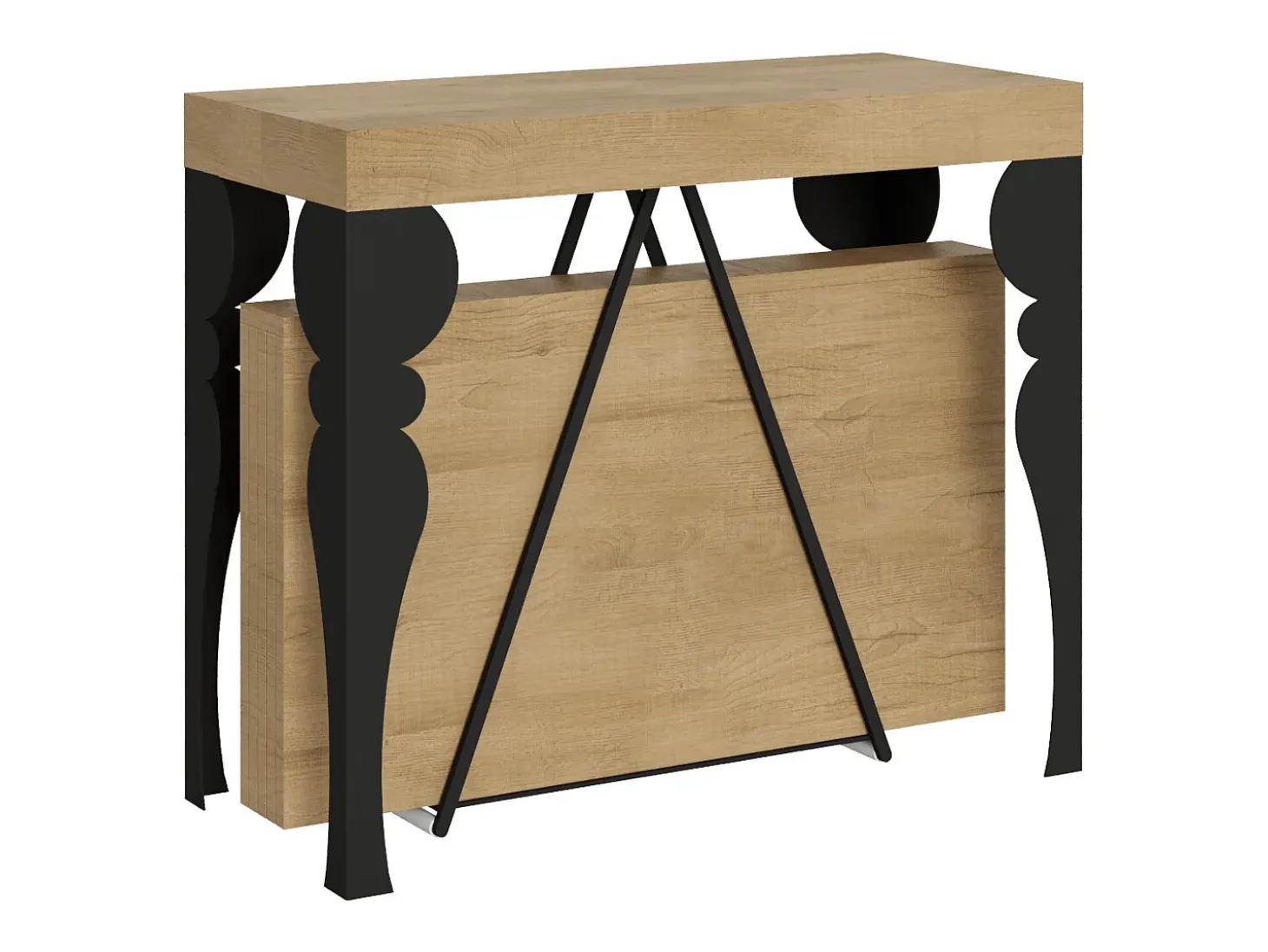 Mesa consola extensível 90x40/300 cm Riza carvalho natural quadro antracite