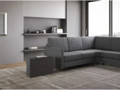 Mesa consola extensível 90x42/302 cm Evolve Antracite Espatulado extensões internas com banco inferior