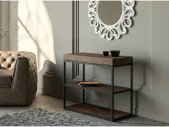 Mesa consola extensível 90x40/300 cm Plano Nogueira quadro Antracite