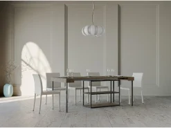 Mesa consola extensível 90x40/300 cm Plano Nogueira quadro Antracite