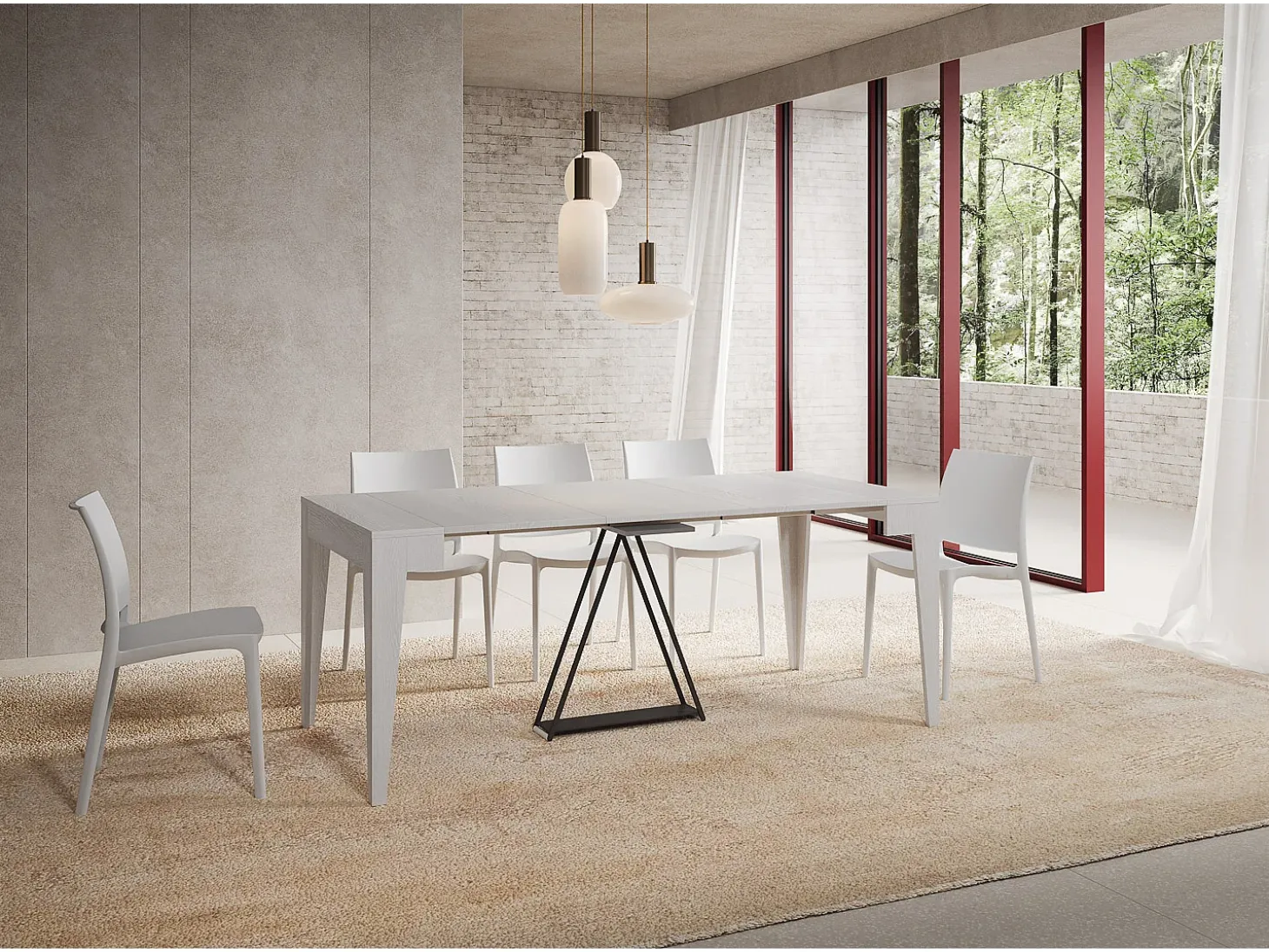 Mesa consola extensível 90x42/198 cm Zima Small cinza branca