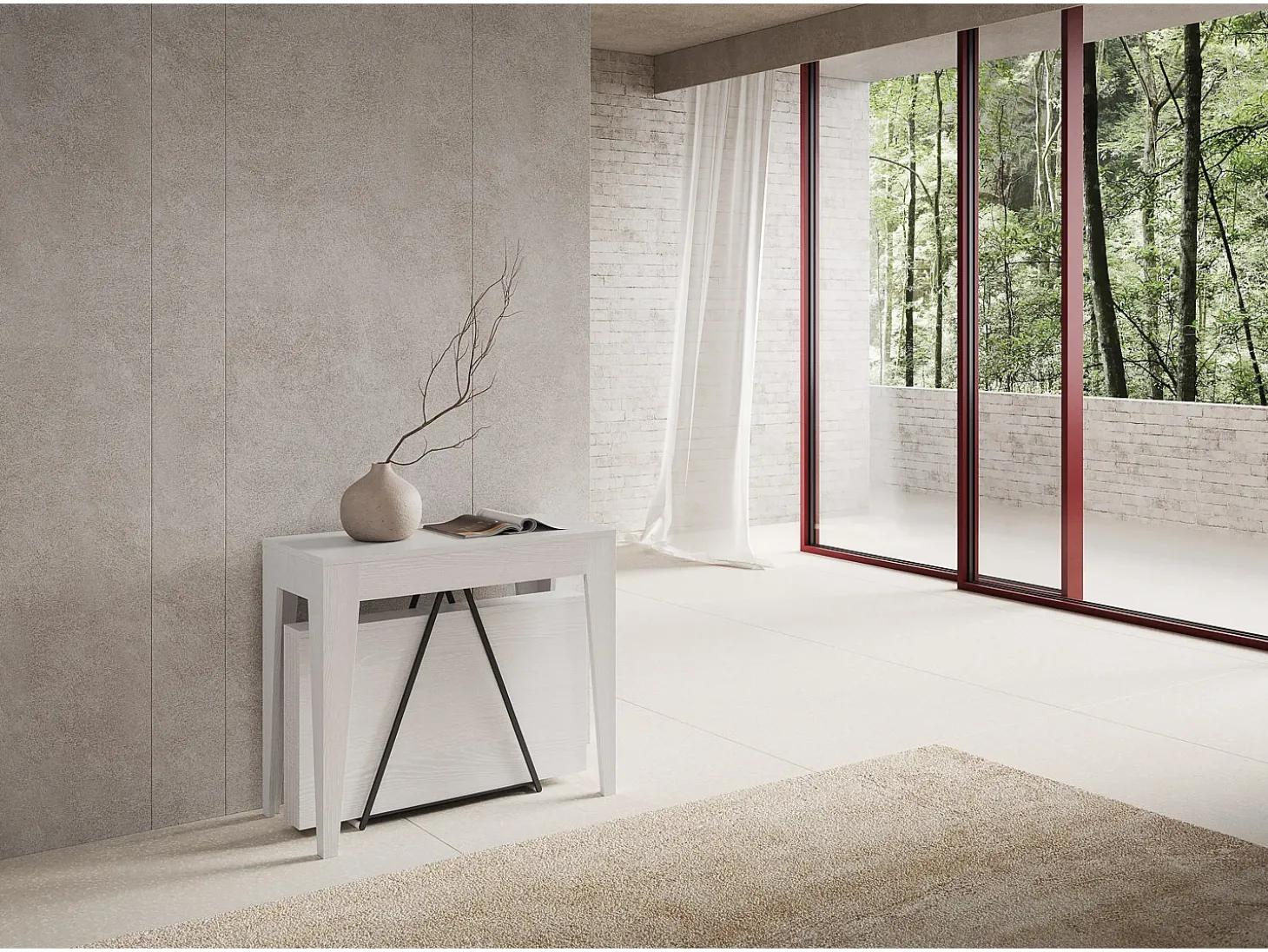 Mesa consola extensível 90x42/198 cm Zima Small cinza branca
