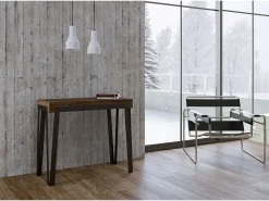 Mesa consola extensível 90x40/300 cm Rio Nogueira quadro Antracite