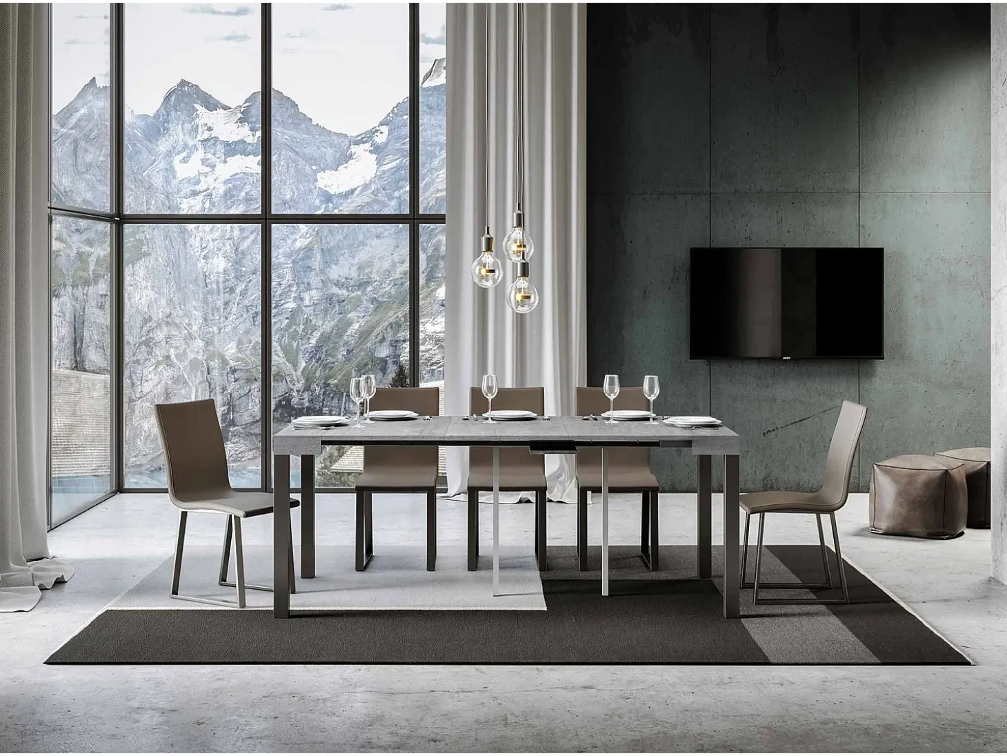 Mesa consola extensível 90x40/196 cm Everyday Small Cimento quadro Antracite