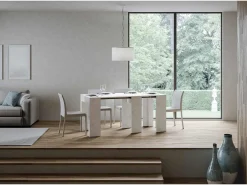 Mesa consola extensível 78x47/299 cm Allin Branco Espatulado extensões internas