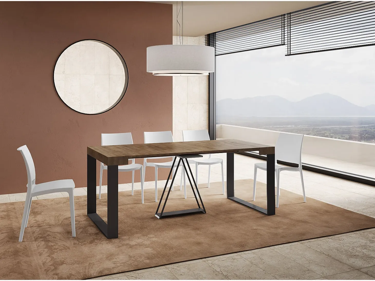 Mesa consola extensível 90x40/196 cm Sketa Small nogueira quadro antracite