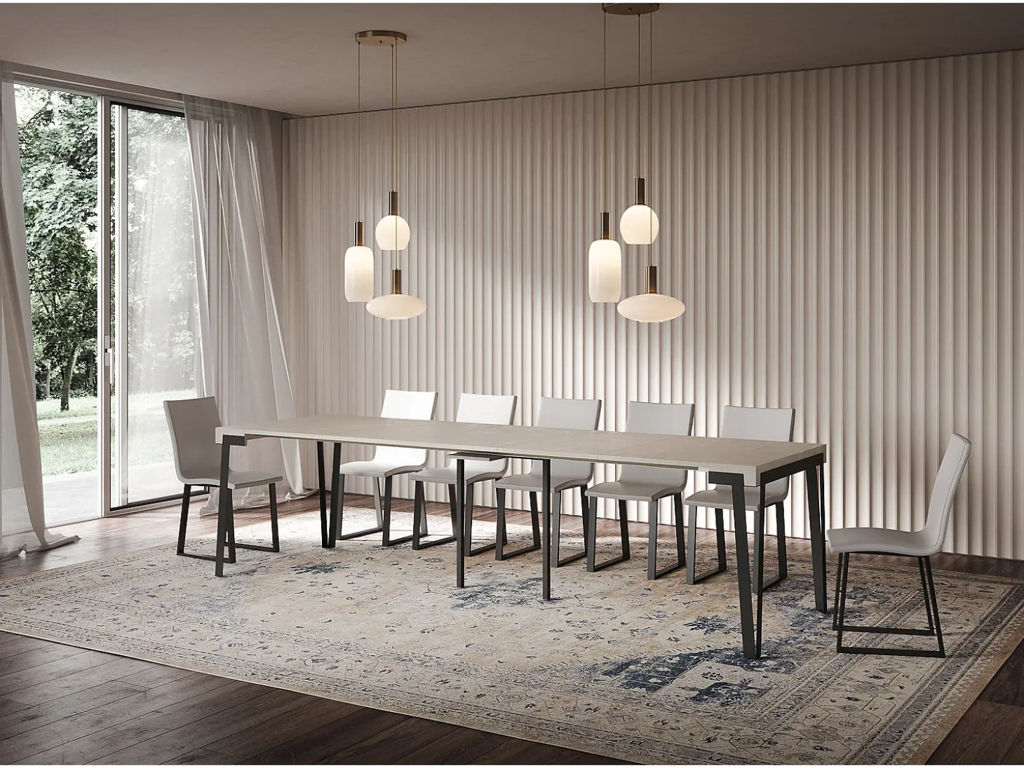 Mesa consola extensível 90x40/300 cm Rio Cachemira quadro Antracite