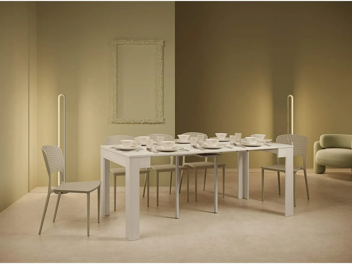 Mesa consola extensível 90x42/302 cm Bora cinza branca