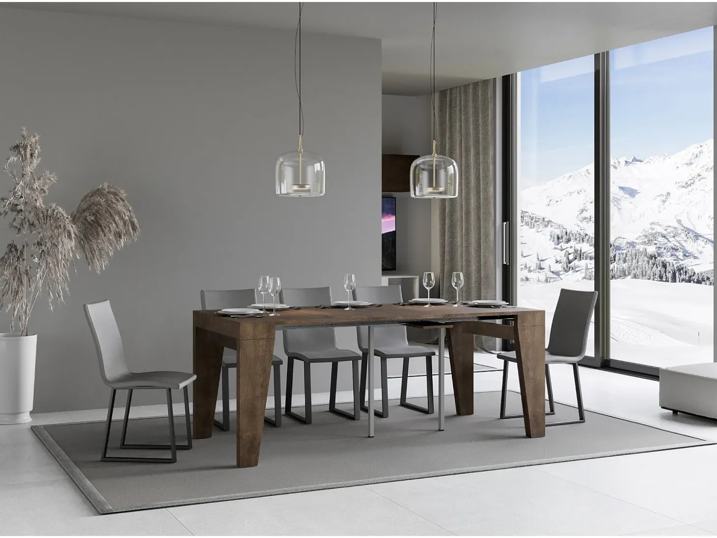 Mesa consola extensível 90x40/196 cm Naxy Small Nogueira