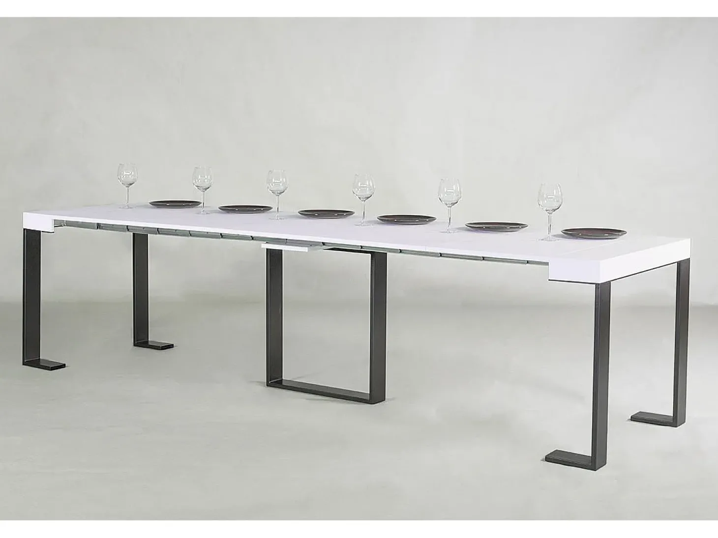 Mesa consola extensível 90x40/300 cm Futura Cinza Branca quadro Antracite