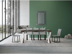 Mesa consola extensível 90x40/196 cm Diago Small Nogueira quadro Branco