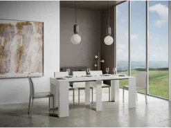 Mesa consola extensível 90x42/302 cm Modem Cinza Branca