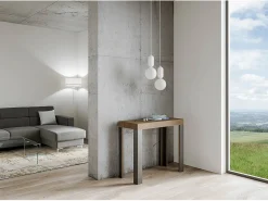 Mesa consola extensível 90x40/196 cm Linea Small Nogueira quadro Antracite