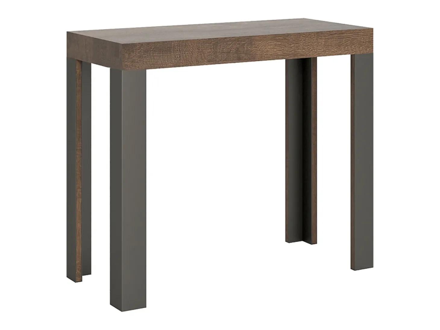 Mesa consola extensível 90x40/196 cm Linea Small Nogueira quadro Antracite