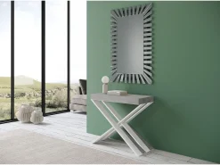 Mesa consola extensível 90x40/196 cm Diago Small Cimento quadro Branco