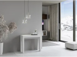 Mesa consola extensível 90x40/196 cm Naxy Small Cinza Branca