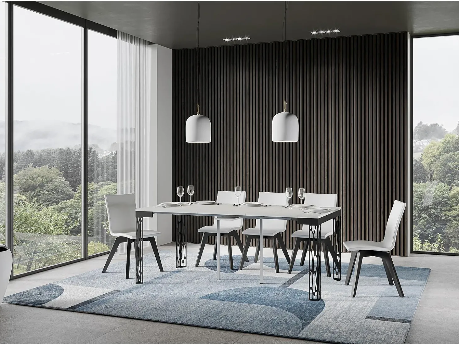 Mesa consola extensível 90x40/196 cm Ghibli Evolution Small Cinza Branca quadro Antracite