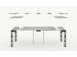 Mesa consola extensível 90x40/196 cm Ghibli Evolution Small Cinza Branca quadro Antracite