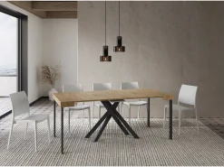Mesa consola extensível 90x40/196 cm Krack Small carvalho natural pernas antracite