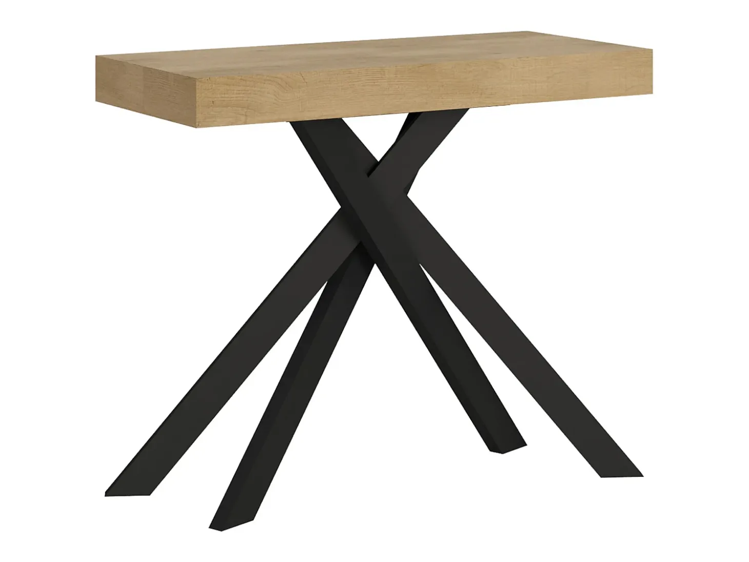 Mesa consola extensível 90x40/196 cm Krack Small carvalho natural pernas antracite