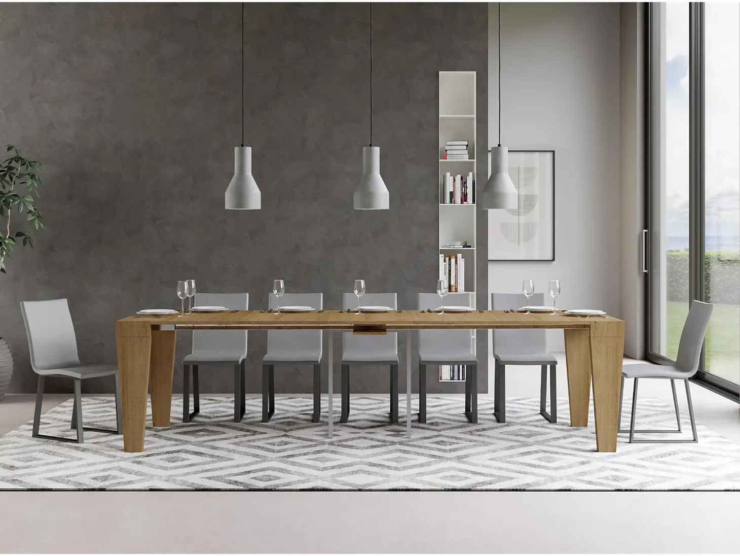 Mesa consola extensível 90x40/300 cm Spimbo Carvalho Natural